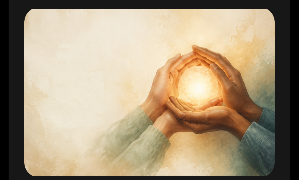 Hands cradling light — reflecting the guidance and support at the heart of Alviren Care